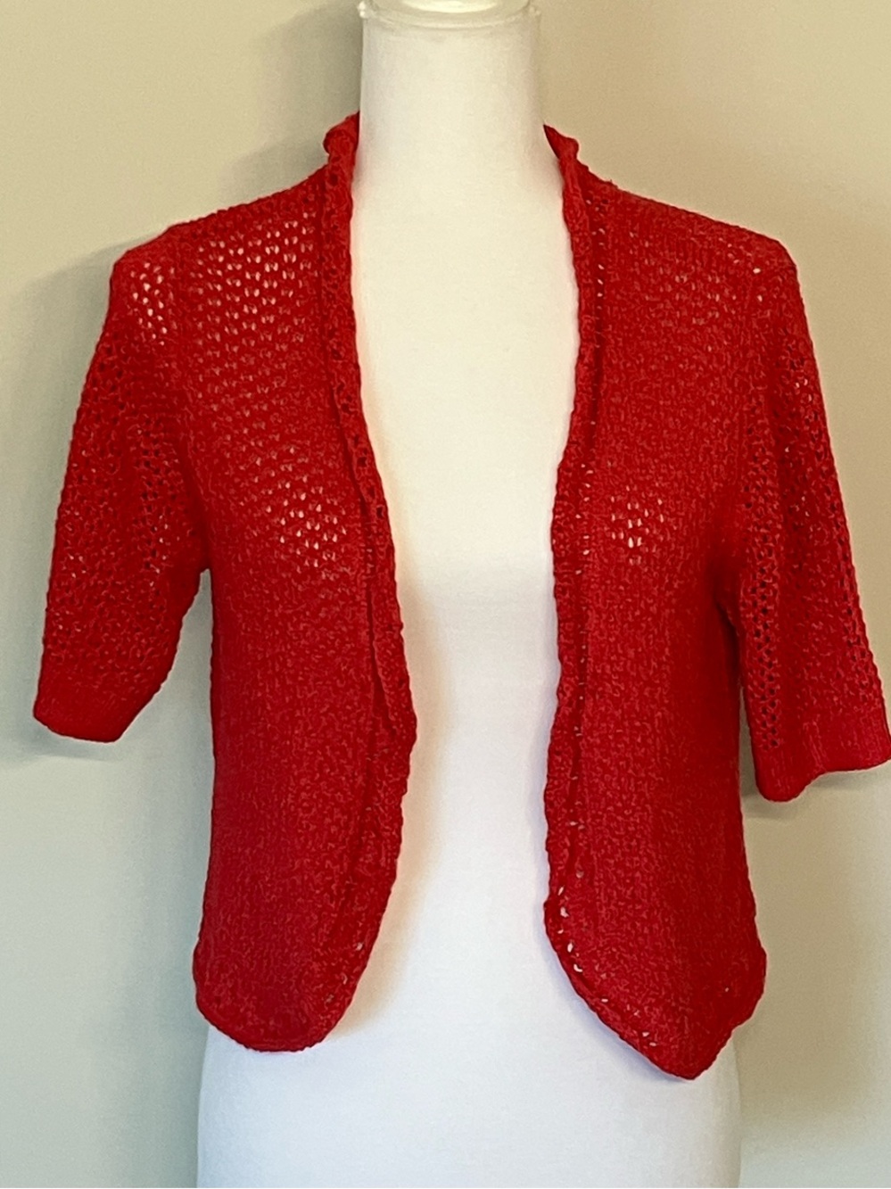 Charter Club Shrug Cardigan Bolero Berry Red Open Knit NWT Womens size L
